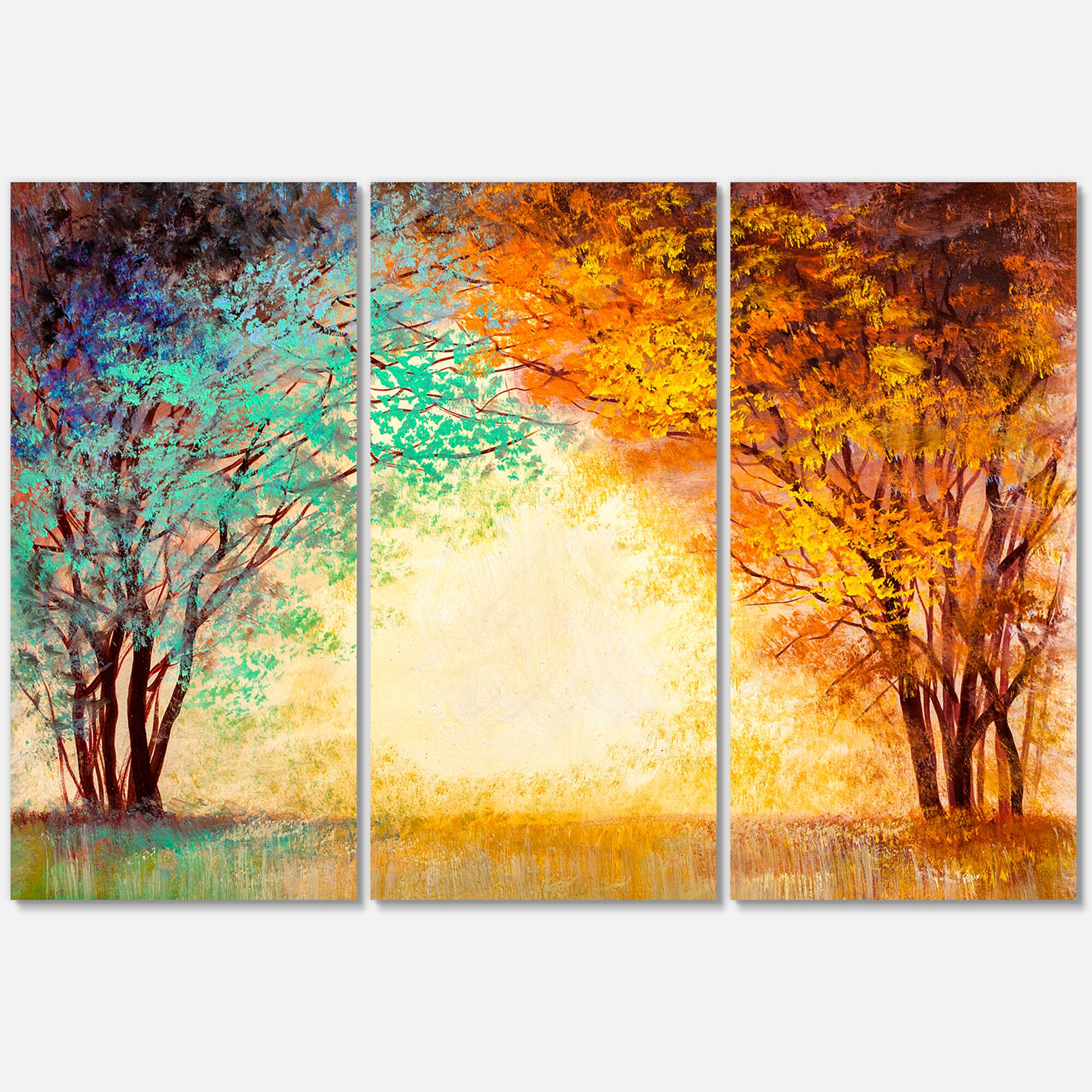 Designart - Alley Through The Park In Autumn Sunset